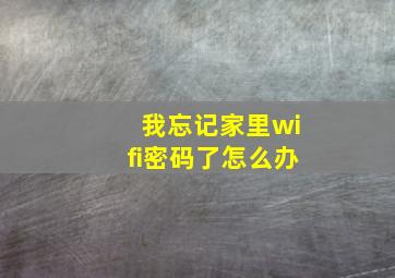 我忘记家里wifi密码了怎么办