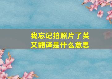 我忘记拍照片了英文翻译是什么意思