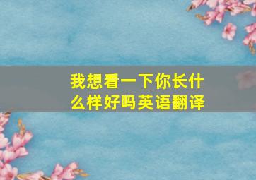 我想看一下你长什么样好吗英语翻译