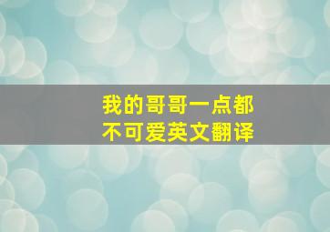 我的哥哥一点都不可爱英文翻译