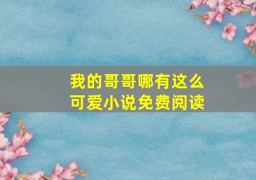 我的哥哥哪有这么可爱小说免费阅读