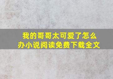 我的哥哥太可爱了怎么办小说阅读免费下载全文