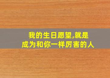 我的生日愿望,就是成为和你一样厉害的人