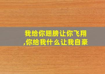 我给你翅膀让你飞翔,你给我什么让我自豪