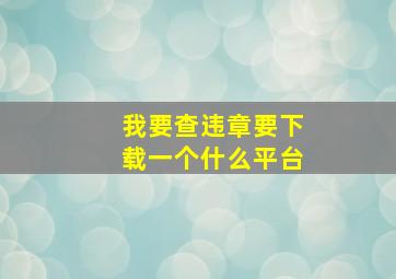 我要查违章要下载一个什么平台