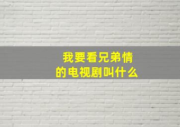 我要看兄弟情的电视剧叫什么