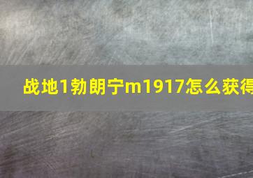 战地1勃朗宁m1917怎么获得