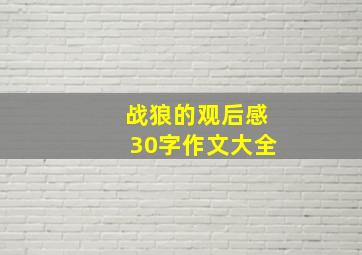 战狼的观后感30字作文大全