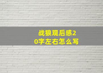 战狼观后感20字左右怎么写