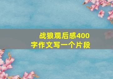 战狼观后感400字作文写一个片段