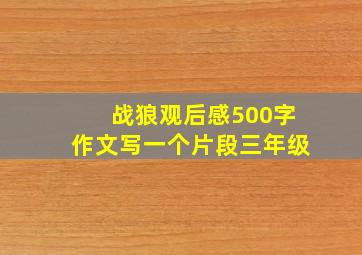 战狼观后感500字作文写一个片段三年级