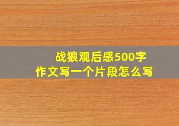 战狼观后感500字作文写一个片段怎么写