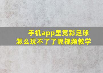 手机app里竞彩足球怎么玩不了了呢视频教学