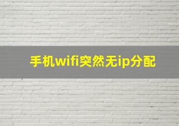 手机wifi突然无ip分配