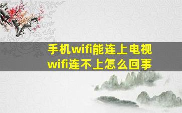 手机wifi能连上电视wifi连不上怎么回事