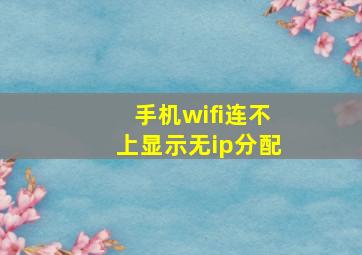 手机wifi连不上显示无ip分配