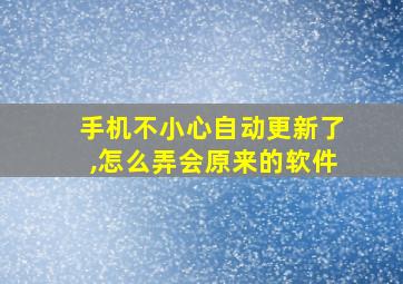 手机不小心自动更新了,怎么弄会原来的软件