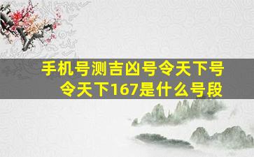 手机号测吉凶号令天下号令天下167是什么号段