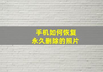 手机如何恢复永久删除的照片