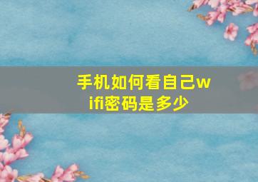 手机如何看自己wifi密码是多少