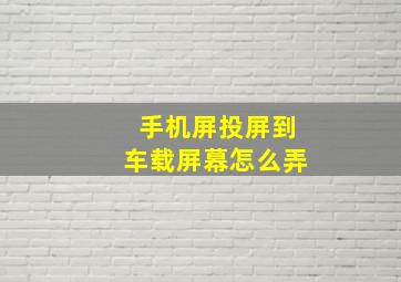 手机屏投屏到车载屏幕怎么弄