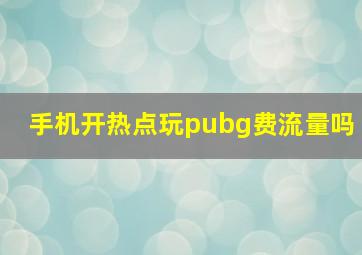 手机开热点玩pubg费流量吗