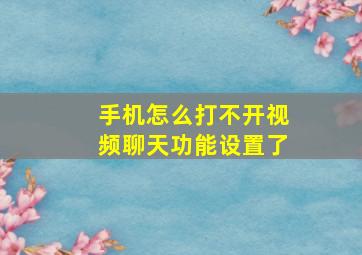 手机怎么打不开视频聊天功能设置了