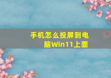 手机怎么投屏到电脑Win11上面