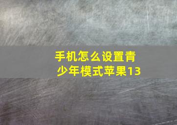 手机怎么设置青少年模式苹果13