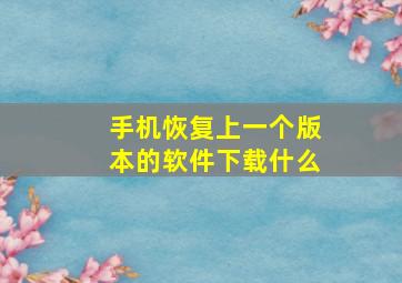 手机恢复上一个版本的软件下载什么