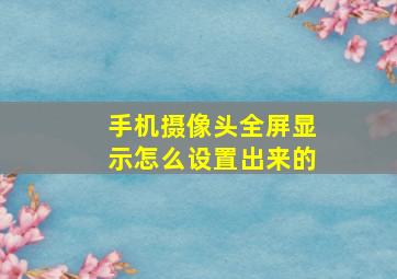 手机摄像头全屏显示怎么设置出来的