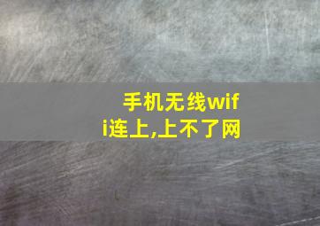 手机无线wifi连上,上不了网