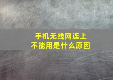 手机无线网连上不能用是什么原因