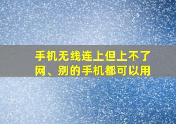 手机无线连上但上不了网、别的手机都可以用