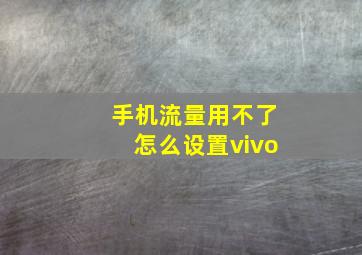 手机流量用不了怎么设置vivo