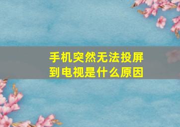 手机突然无法投屏到电视是什么原因