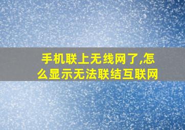 手机联上无线网了,怎么显示无法联结互联网