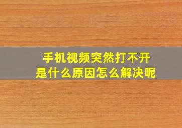 手机视频突然打不开是什么原因怎么解决呢