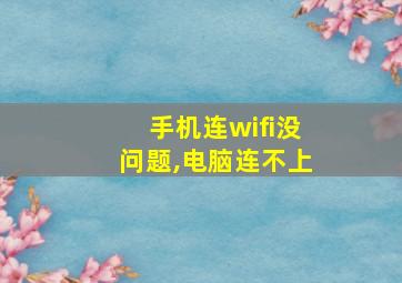 手机连wifi没问题,电脑连不上