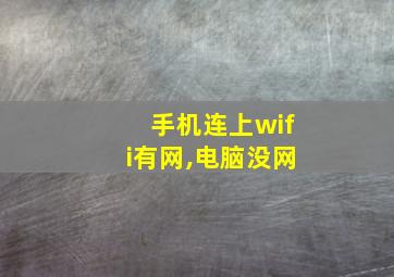 手机连上wifi有网,电脑没网