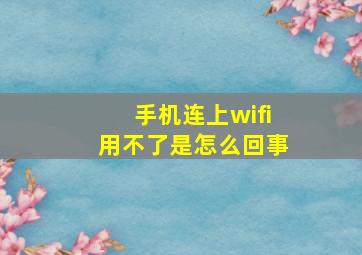 手机连上wifi用不了是怎么回事