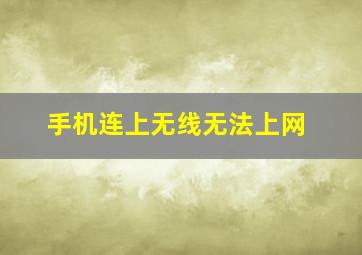 手机连上无线无法上网