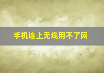 手机连上无线用不了网