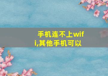 手机连不上wifi,其他手机可以