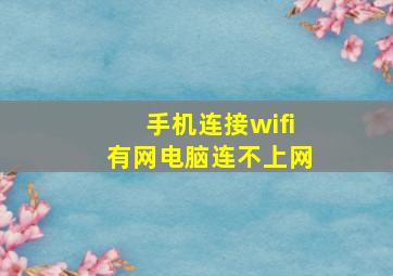 手机连接wifi有网电脑连不上网