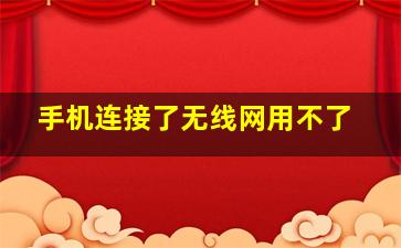 手机连接了无线网用不了