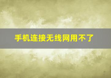 手机连接无线网用不了