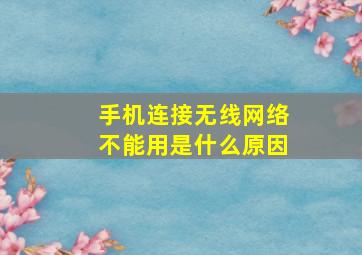 手机连接无线网络不能用是什么原因