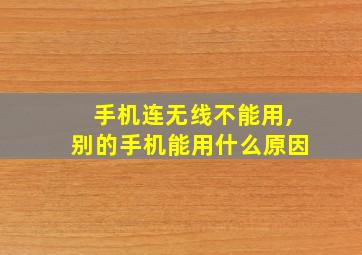 手机连无线不能用,别的手机能用什么原因