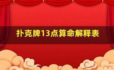 扑克牌13点算命解释表